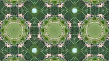 El ile soyut animasyon geometrik kaleydoskop desen çizilmiş