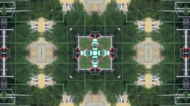 El ile soyut animasyon geometrik kaleydoskop desen çizilmiş
