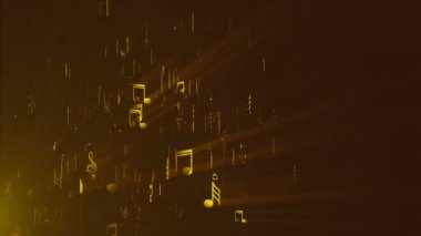 Arka plan ile müzik notlar. 3D render dijital zemin