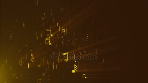 Абстрактный фон с нотами музыки. 3D рендеринг цифрового фона — стоковое видео