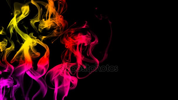 CG animace barevného kouře na černém pozadí. Šťavnatá a svěží barva. 3D vykreslování — Stock video