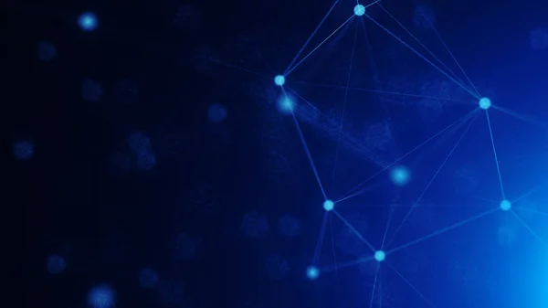 Parlak mavi arka plan soyut bağlı noktalar