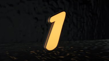 Uzayda bir üç boyutlu altın basamaklı ayakta