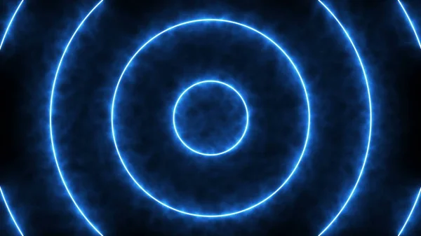 Sfondo astratto con cerchi al neon blu — Foto Stock