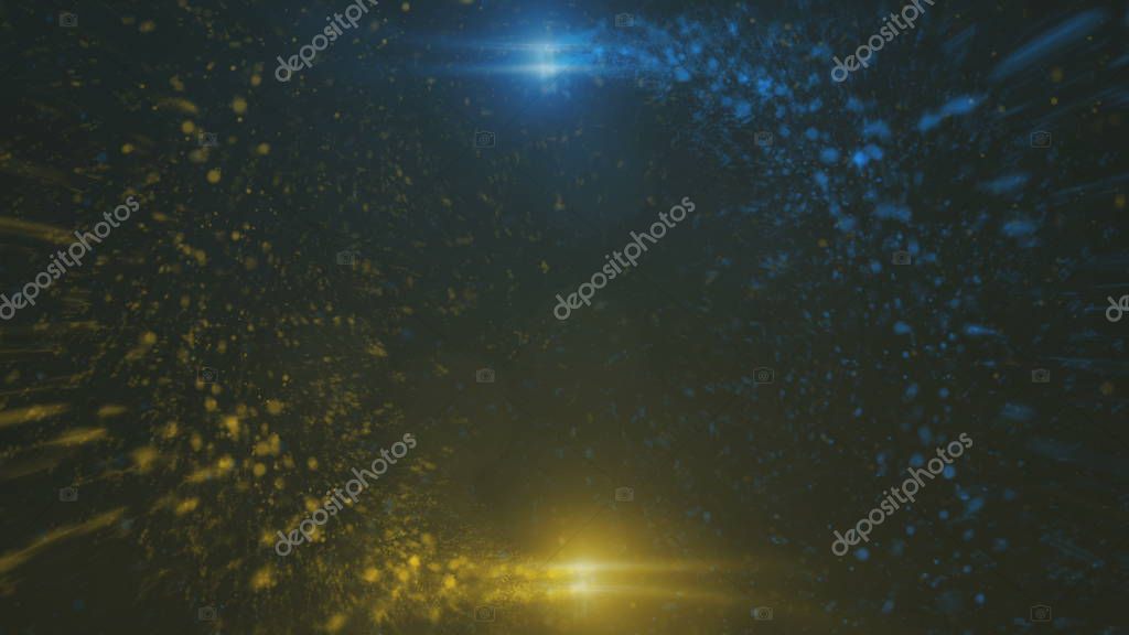Opening intro Flash light, Lens flare, rotation Particles. 3d render