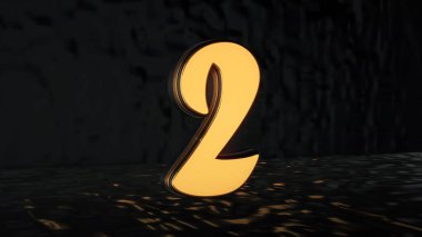 Uzayda bir üç boyutlu altın basamaklı ayakta