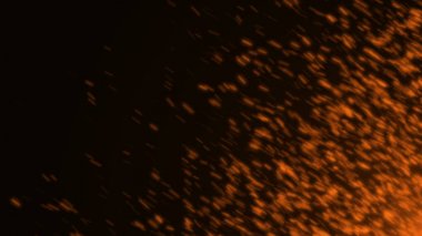 Siyah arka plan üzerine düşen parçacıkların parlayan