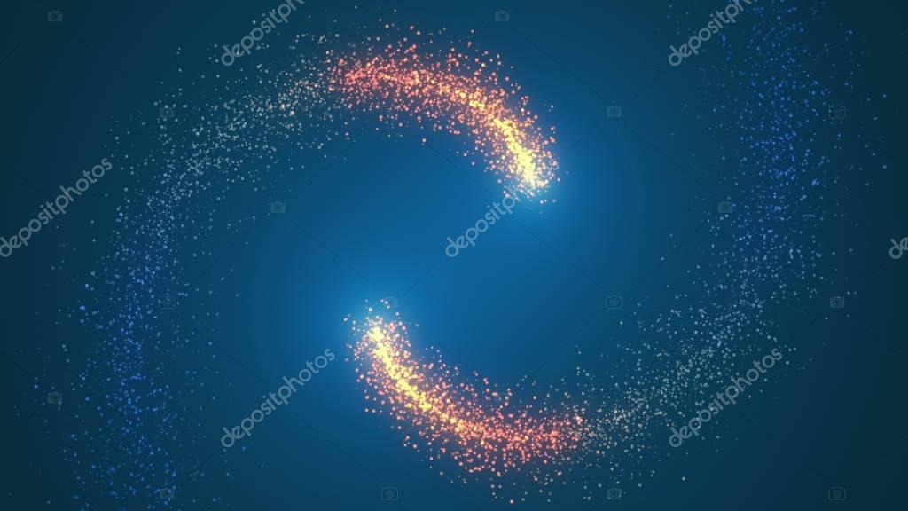 Opening intro Flash light, Lens flare, rotation Particles. 3D rendering
