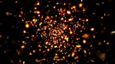 Arka plan altın parçacıkları ve şekiller. Sorunsuz döngü