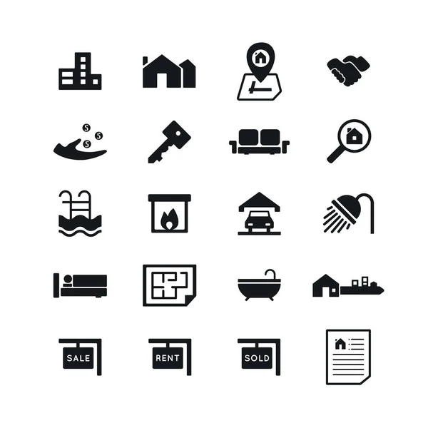 Real Estate icons on White Background. Vector illustration — Stock Vector