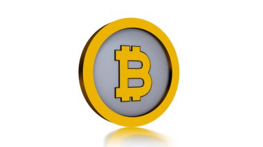 Beyaz arka plan üzerinde izole Bitcoin logosu