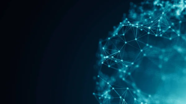 Soyut bağlantı noktaları. Teknolojik altyapı. Dijital çizim Mavi Tema. Ağ kavramı
