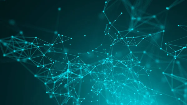 Soyut bağlantı noktaları. Teknolojik altyapı. Dijital çizim Mavi Tema. Ağ kavramı
