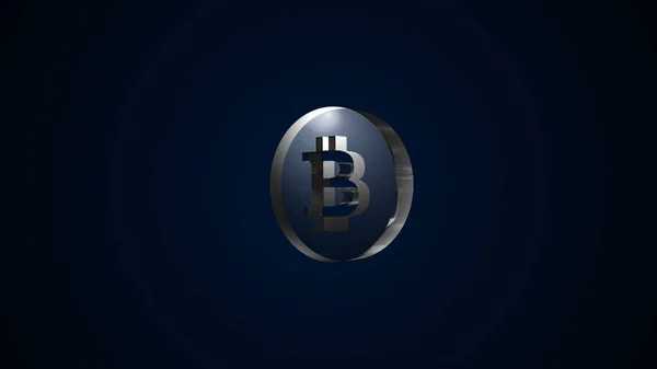 Fundo abstrato com sinal de bitcoin de vidro. Cenário digital — Fotografia de Stock