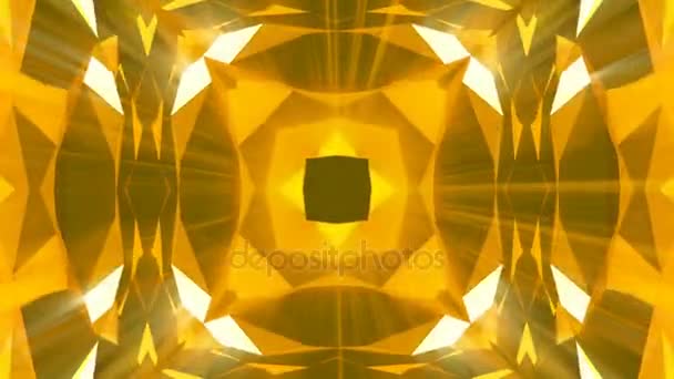 Caleidoscopio oro modelli di gioielli sfondo. rendering 3d — Video Stock