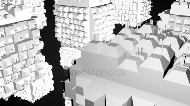 Superficie astratta dei cubi greeble su sfondo nero. rendering 3d — Video Stock