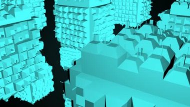 Soyut greeble küpleri görünüşte siyah arka plan. 3D render