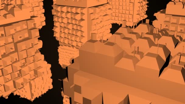 Superfície de cubos greeble abstrato sobre fundo preto. Renderização 3d — Vídeo de Stock