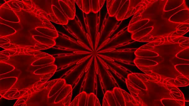 Sfondo rosso astratto. Caleidoscopio digitale. rendering 3d — Video Stock