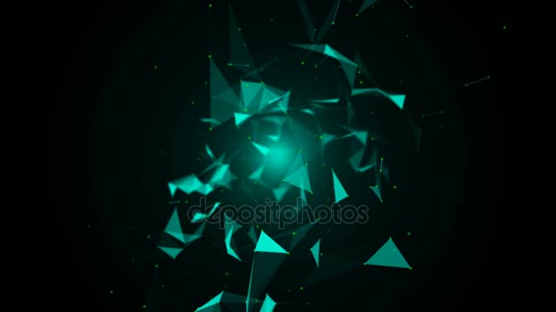 A travers les triangles spatiaux. Fond spatial de points, lignes .