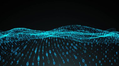 Dijital numaraları olan soyut bir arkaplan. 3d oluşturma