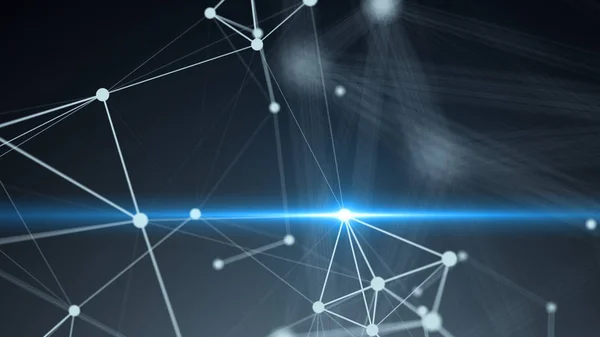 Bağlantı noktaları parlama ile soyut. Teknolojik altyapı. Dijital illüstrasyon. Ağ kavramı