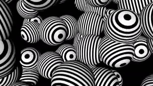 Abstract background with black and white spheres — Stock Video