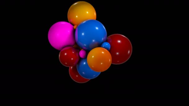 Fond abstrait avec mouvement chaotique sphères colorées — Video