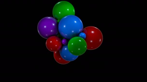 カオス運動カラフルな球と抽象的な背景 — ストック動画