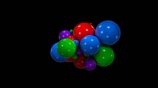 Fond abstrait avec des sphères colorées chaotiques — Photo