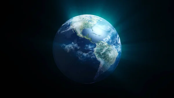 Планета Земля з блискучим ефектом на чорному тлі — стокове фото