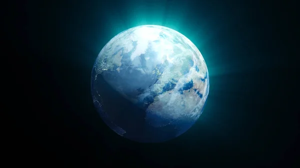 Planet earth with shine effect on black background — Stock Photo, Image