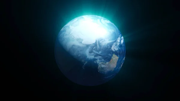 Planet earth with shine effect on black background — Stock Photo, Image