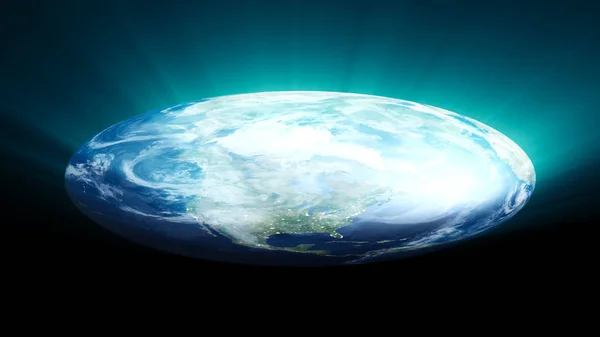 Плоска Земля на чорному тлі. Цифрова ілюстрація — стокове фото