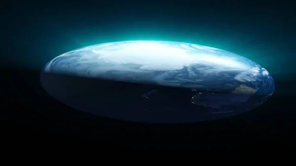 Flat Earth on black background. Digital illustration