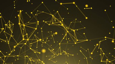 Soyut bağlantı noktaları. Teknolojik altyapı. Dijital çizim gold Tema. Ağ kavramı
