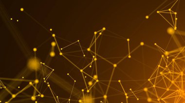 Soyut bağlantı noktaları. Teknolojik altyapı. Dijital çizim gold Tema. Ağ kavramı