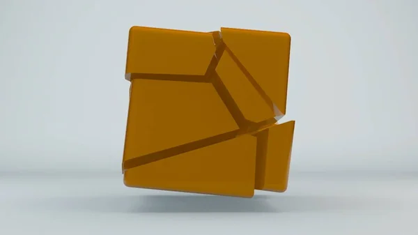 Displacement orange cube. Abstract background — Stock Photo, Image