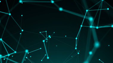 Soyut bağlantı noktaları. Teknolojik altyapı. Dijital çizim Mavi Tema. Ağ kavramı