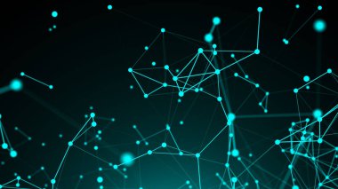 Soyut bağlantı noktaları. Teknolojik altyapı. Dijital çizim Mavi Tema. Ağ kavramı