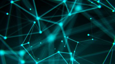 Soyut bağlantı noktaları. Teknolojik altyapı. Dijital çizim Mavi Tema. Ağ kavramı