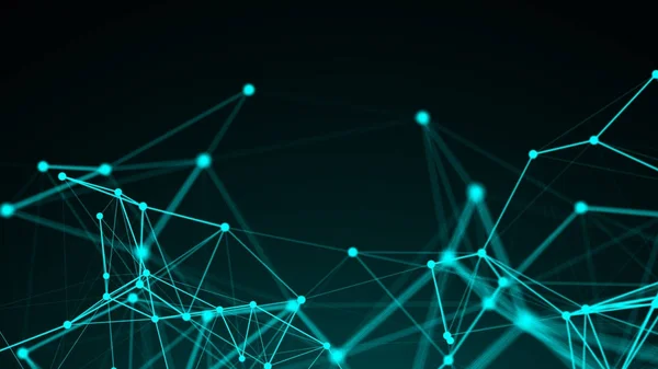 Soyut bağlantı noktaları. Teknolojik altyapı. Dijital çizim Mavi Tema. Ağ kavramı