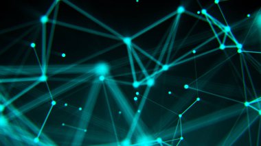 Soyut bağlantı noktaları. Teknolojik altyapı. Dijital çizim Mavi Tema. Ağ kavramı