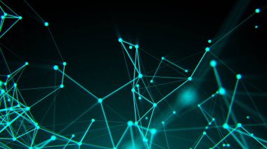 Soyut bağlantı noktaları. Teknolojik altyapı. Dijital çizim Mavi Tema. Ağ kavramı