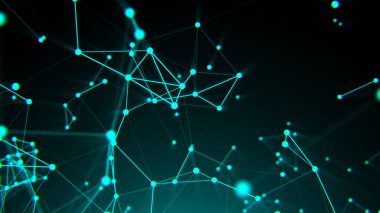 Soyut bağlantı noktaları. Teknolojik altyapı. Dijital çizim Mavi Tema. Ağ kavramı