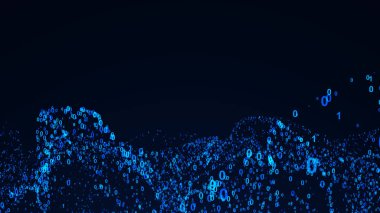 Dijital numaraları olan soyut bir arkaplan. 3d oluşturma