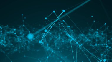 Soyut bağlantı noktaları. Teknolojik altyapı. Dijital çizim Mavi Tema. Ağ kavramı