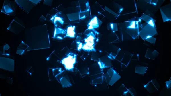 Літаючі сині прямокутні кубики — стокове фото