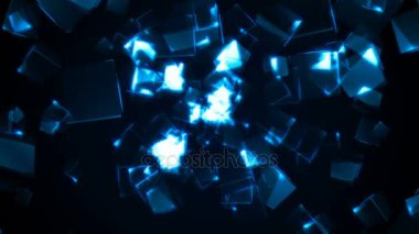 Uçan mavi dikdörtgen küpleri