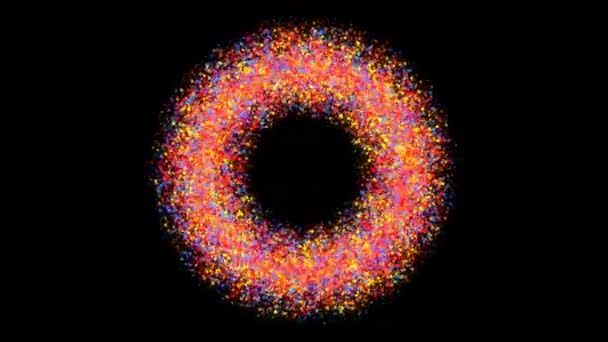 Fundo abstrato com anel de partículas colorido — Vídeo de Stock
